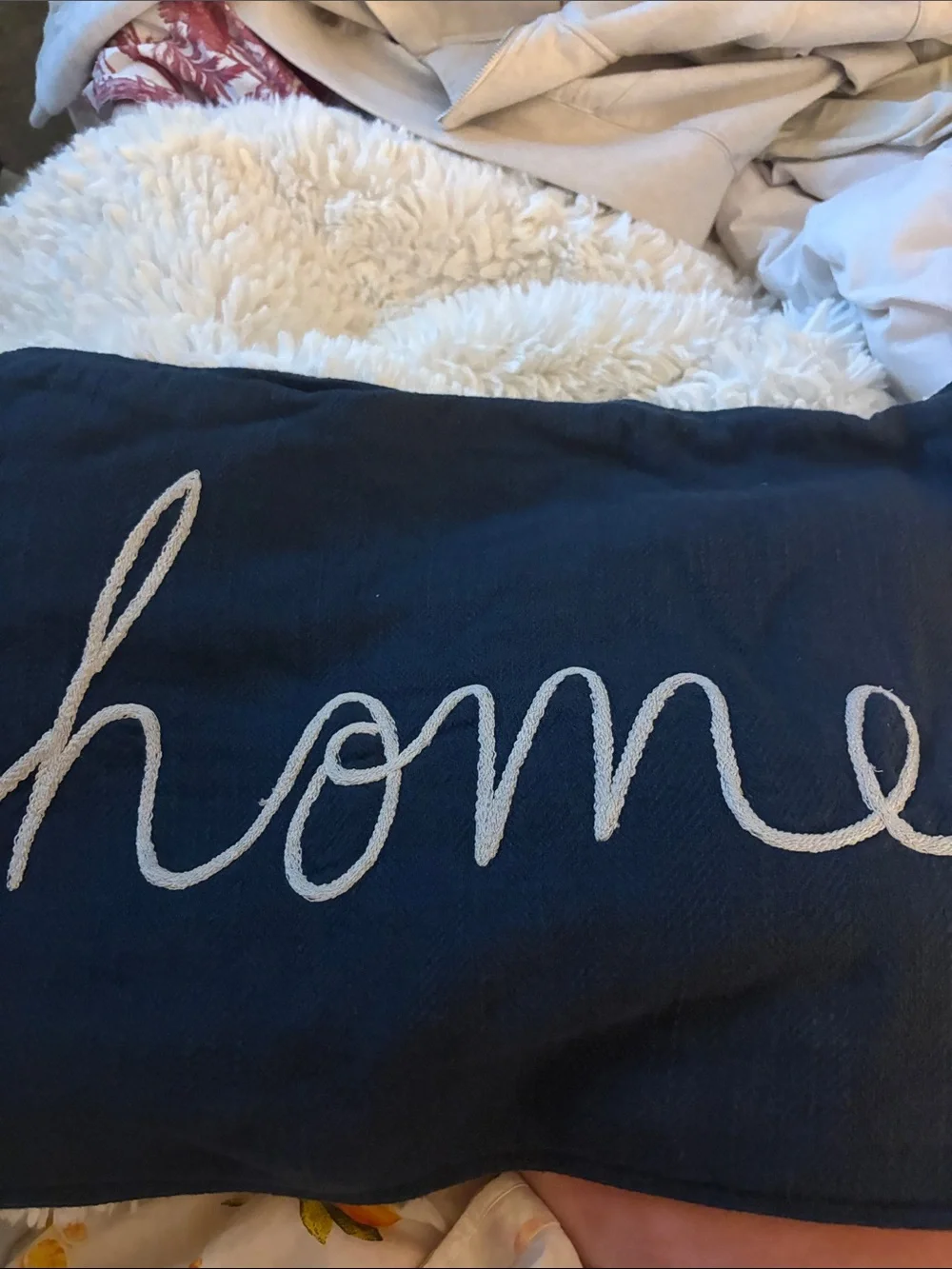 Pottery barn Home Sentiment Embroidered Lumbar Pillow Cover